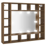 vidaXL Огледален шкаф с LED, кафяв дъб, 91x15x76,5 см(SKU:820450