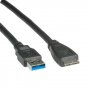 Кабел USB-A към Micro USB-A 3.0 Roline 11.02.8874 Черен 2m, USB-A to Micro USB-A M/M, снимка 1 - USB кабели - 31313032