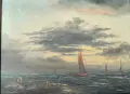 Морски пейзаж с дървена рамка, снимка 3