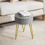 Кръгла велурена табуретка за крака , столче за грим – Сиво L/G-30G, снимка 5
