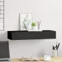vidaXL Стенен рафт с чекмедже, черен, 60x23,5x10 см, МДФ, снимка 3