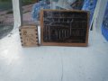 Кибрит в дървена кутия и медно пано върху дърво, снимка 1 - Други ценни предмети - 42269945