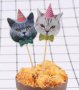 15 бр глава коте котка котки шапка корона топер торта топери клечки за мъфини кексчета парти украса, снимка 6