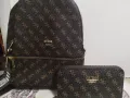 Дамска кафява чанта на GUESS  и портмоне на GUESS , снимка 1