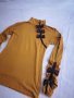 Блузка цвят горчица с панделки, снимка 1 - Блузи с дълъг ръкав и пуловери - 30385103