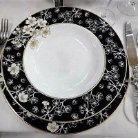 Черно-бели чинии за миялна машина от костен порцелан на брой , снимка 6 - Чинии - 31933044