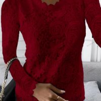 Нова ежедневна дантелена семпла и елегантна блуза с дълъг ръкав, 4цвята - 024 , снимка 5 - Блузи с дълъг ръкав и пуловери - 39810910
