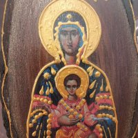 Малка икона Богородица с младенеца - изображение върху дърво, снимка 2 - Антикварни и старинни предмети - 38497268