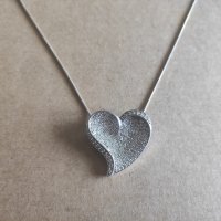 Сребърен синджир с висулка сърце (183), снимка 3 - Колиета, медальони, синджири - 42376368