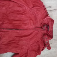 Червено кожено яке , снимка 2 - Якета - 39936168