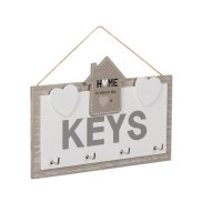  Декоративна Дървена поставка за ключове, 4места, Бял, снимка 2 - Декорация за дома - 44478022