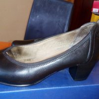 Caprice черни дамски кожени обувки черни №38 H и стелка 25см, снимка 3 - Дамски обувки на ток - 29150751