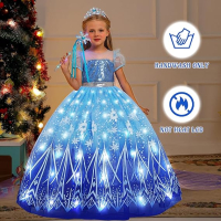 VIPten Светеща рокля на принцеса за момичета с аксесоари, 2-3 години, снимка 3 - Детски рокли и поли - 44532089