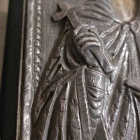 Гръцка икона сребро на Свети Антоний. Проба 950, снимка 6 - Икони - 44186053