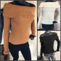 Мека блуза с голи рамене КОД 3, снимка 1 - Блузи с дълъг ръкав и пуловери - 31450081