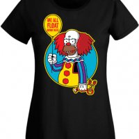 Дамска тениска The Simpsons Krusty The Clown Pennywise 02,Halloween,Хелоуин,Празник,Забавление,, снимка 1 - Тениски - 38154282