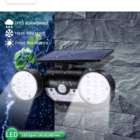 2бр. LED соларна лампа за външна употреба със сензор за движение, соларна IP65 водоустойчива, снимка 4 - Прожектори - 39727972