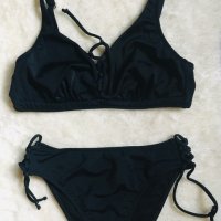 Нов черен бански комплект с връзки бикина , снимка 1 - Бански костюми - 29939566