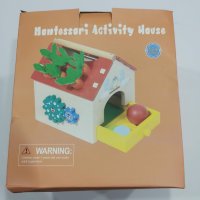 Дървена къща Kizfarm Монтесори, играчки за сортиране и подреждане - 4-в-1 образователна игра за деца, снимка 4 - Образователни игри - 44374413