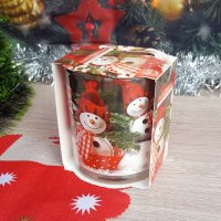 1808 Коледна ароматизирана свещ в чаша Happy Christmas, снимка 4 - Декорация за дома - 30707097