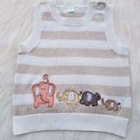 Пуловер без ръкави "Слончета" 3-6 месеца, снимка 1 - Жилетки и елечета за бебе - 31368147