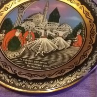 Mevlana Celaleddin Rumi Мевляна на фона на църква в Анадола чиния за стена медна фи 14см, снимка 2 - Декорация за дома - 42792488