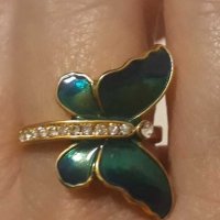Дамски пръстен пеперуда нов размер 5, снимка 1 - Пръстени - 31118321