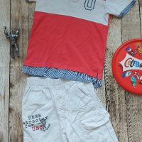 🧒 Лот за момче 116/122 - тениска с яка и къси панталонки , снимка 1 - Детски комплекти - 42319079