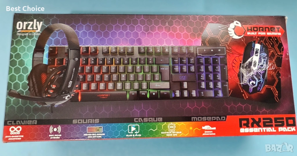 Гейминг комплект клавиатура, мишка, слушалки и подложка за мишката на марката Orzly, снимка 1