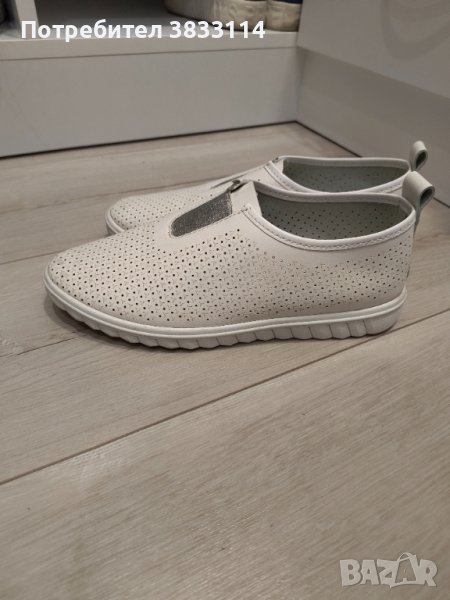 Бели дамски кожени обувки - Тенденз, снимка 1