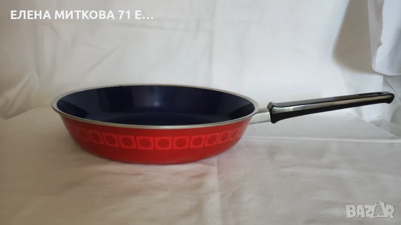 Много масивен/1.700 кг/ емайлиран тиган с ринг от неръждаема стомана, снимка 1