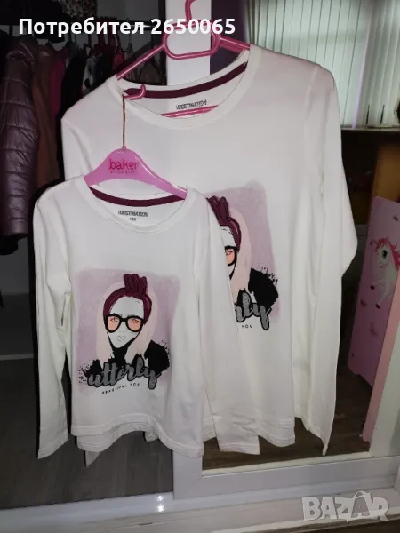 Комплект блузки за мама и дъщеря! С/М и 128см., снимка 1