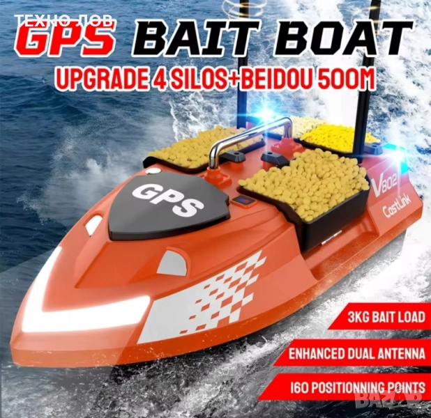 Лодка за захранка Flytec V802 Pro 160 GPS точки-500 метра обхват,подарък сак,2 зарядни , снимка 1