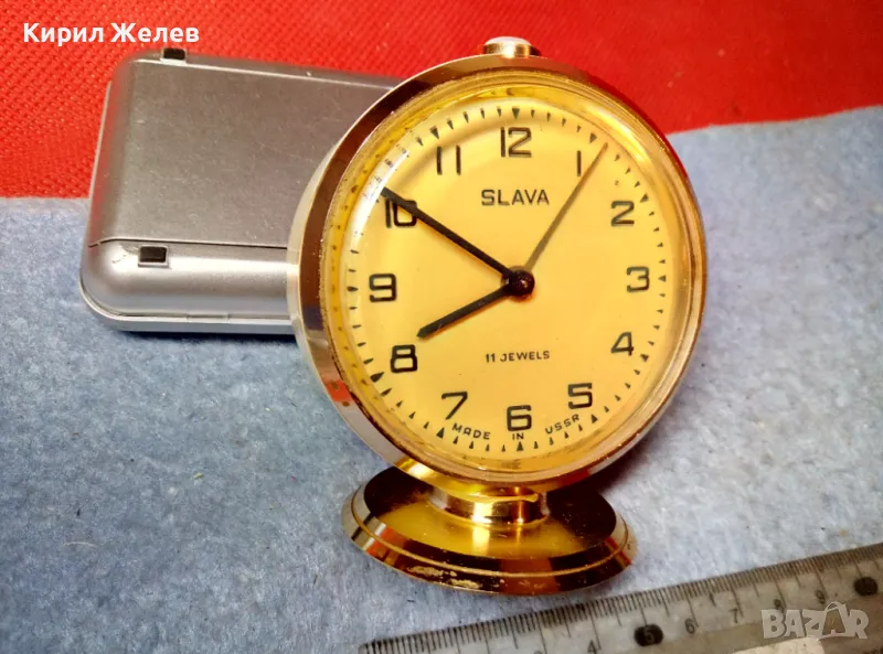 SLAVA 11 JEWELS MADE in USSR Стар КОЛЕКЦИОНЕРСКИ РУСКИ МЕХАНИЧЕН БУДИЛНИК СЛАВА 47764, снимка 1