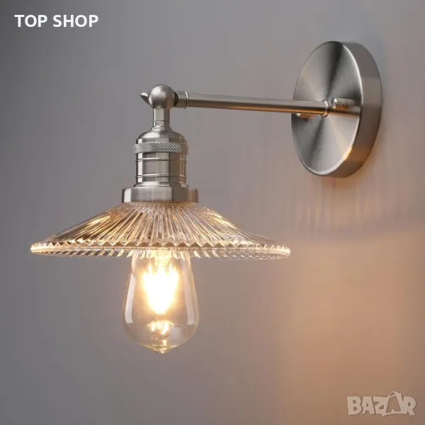 Yosoan Индустриална ретро стенна лампа от оребрено стъкло, снимка 1