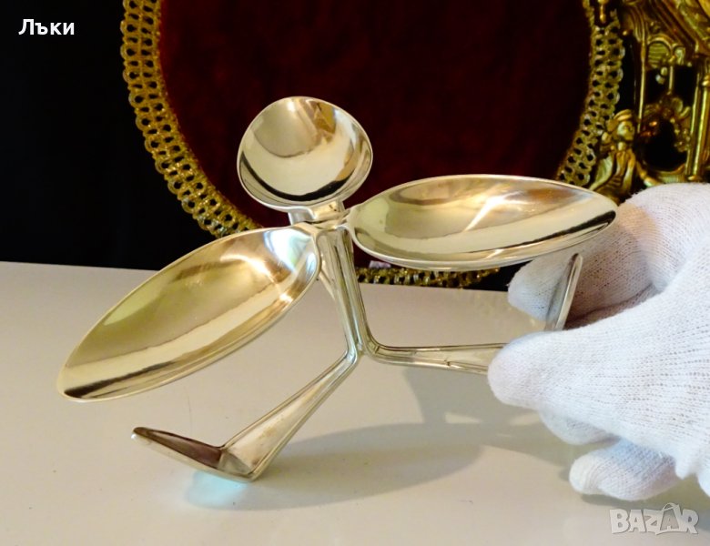 Посребрена коктиера,свещник,пепелник,солница , снимка 1