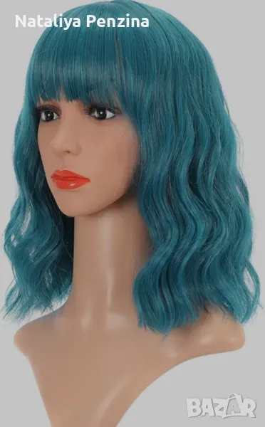 Тъмно синя перука до рамене, снимка 1