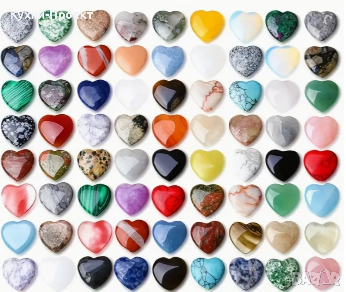 минерали под формата на сърце 30бр в опаковка, снимка 1