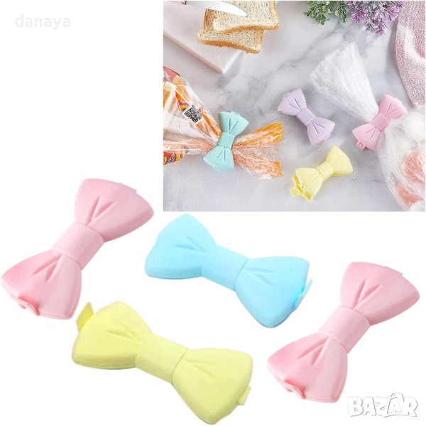 3803 Комплект щипки за торбички Панделки, 4 броя, снимка 1