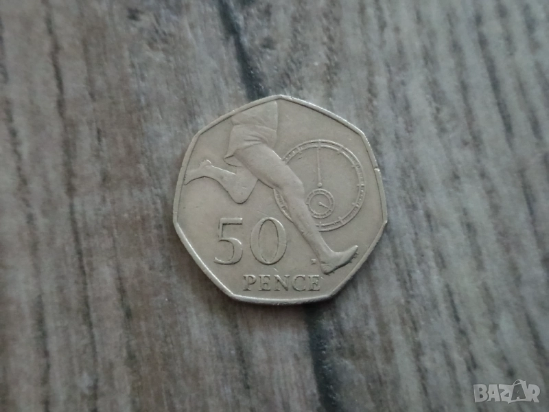 Монета 2004 Великобритания 50 pence 50p (4 Minute mile - Roger Bannister) - Elizabeth II, снимка 1