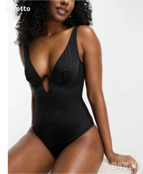 Черен цял бански интересен модел, снимка 1