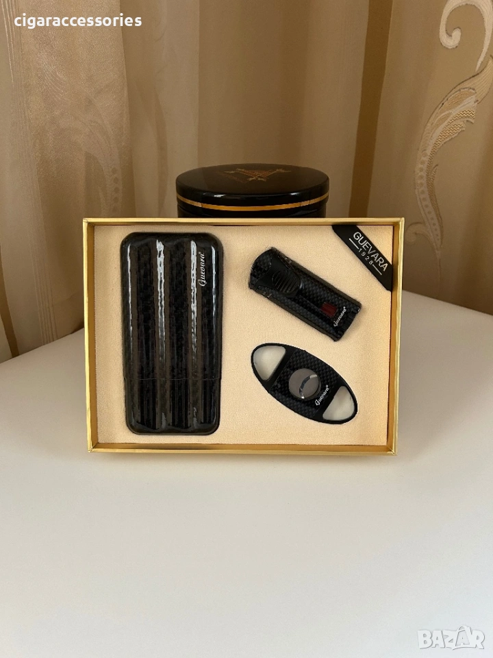 Guevara подаръчен комплект за пури – калъф, запалка и резачка, снимка 1