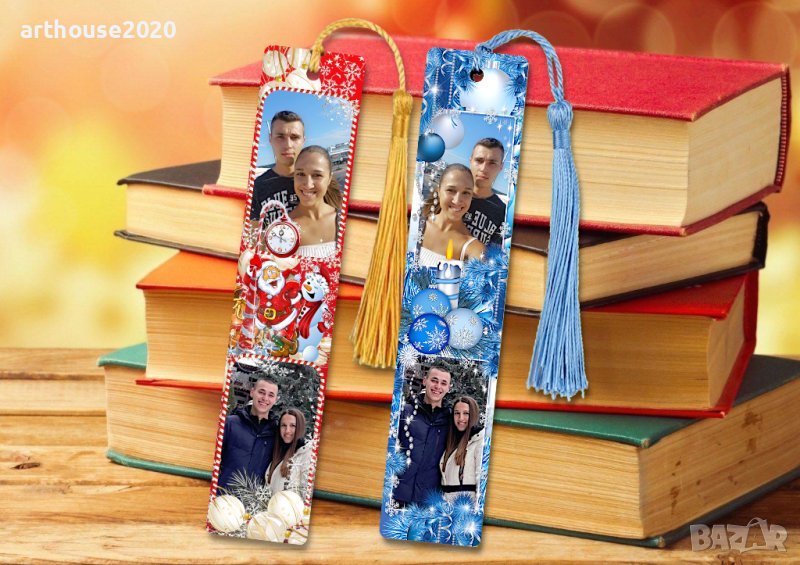 Разделител за книга с Ваши снимки,надпис,по Ваша идея,за Коледа, снимка 1