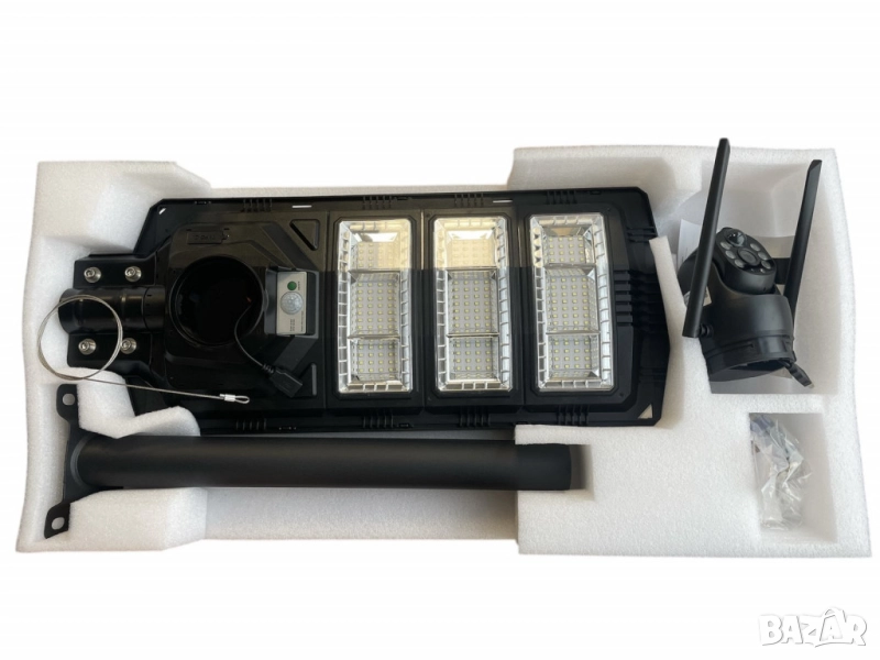 Интелигентна 2 в 1 улична соларна лампа с вградена 5MP камера – 1800W мощност, 360° покритие и нощно, снимка 1