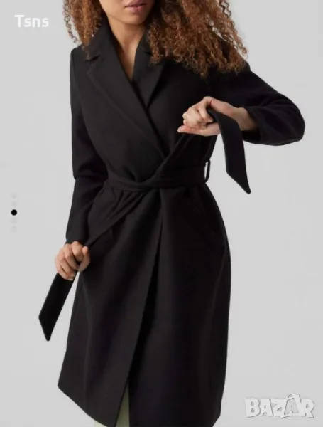 палто тип халат Размер С/М Черно!!, снимка 1