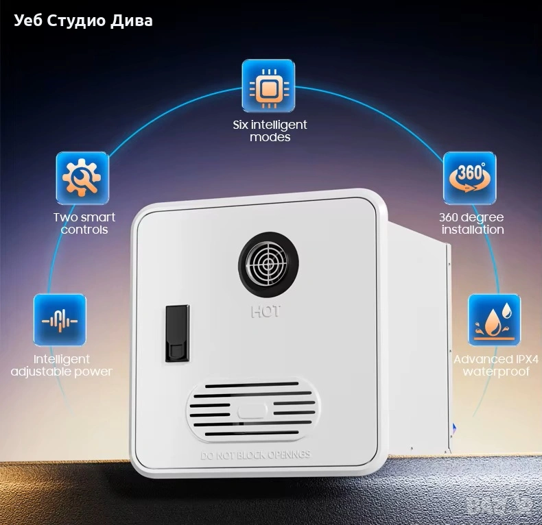 Проточен газов бойлер за кемпер / каравана, за вграждане 10л/16W/12V, снимка 1