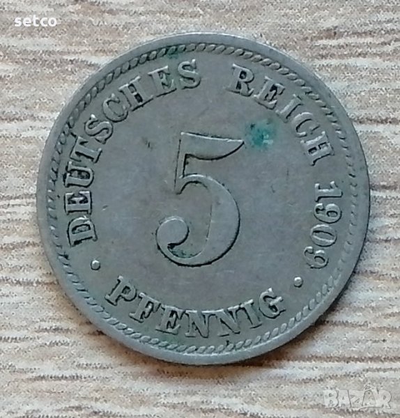 Германия 5 пфенига, 1909  "D" - Мюнхен д28, снимка 1