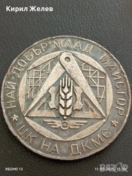 Рядък плакет 1978г. ЦК на ДКМС НАЙ ДОБЪР МЛАД МАЙСТОР 26377, снимка 1