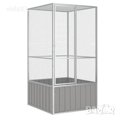 vidaXL Клетка за птици сива 111x107x211,5 см поцинкована стомана（SKU:171551）, снимка 1