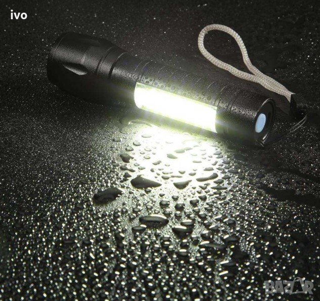 Фенер с COB LED светлина 3 режима на работа , USB зареждане + кутийка, снимка 1